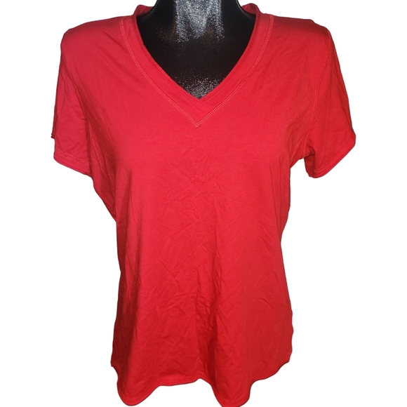 CoCo Y Club Red V-Neck Short Sleeve  Top XL - Picture 1 of 6